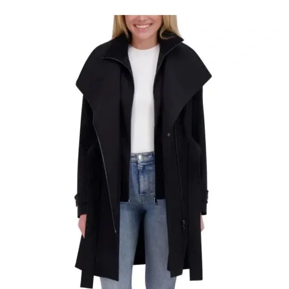 Halston Heritage Black Trench Coat - Picture 2 of 8